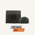 Amara Handbag - Black & Moon Lipstick Pouch - Green