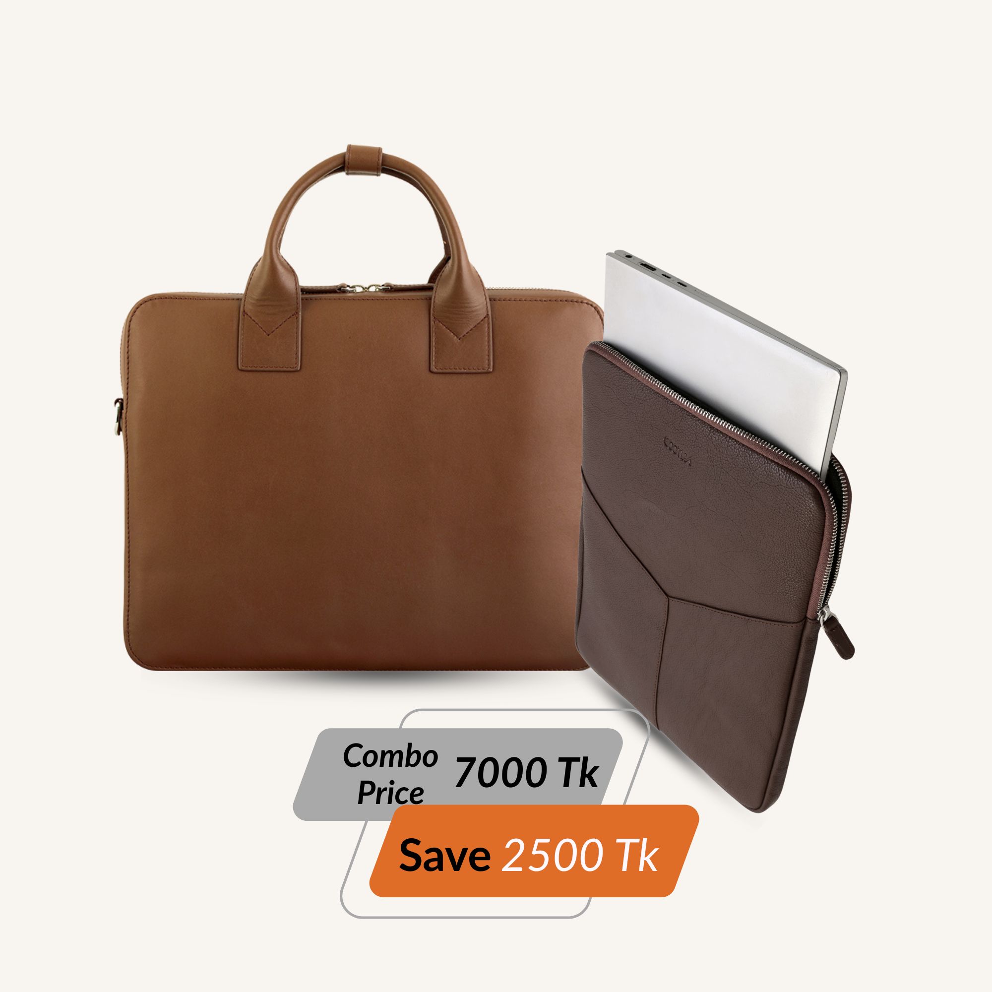 Space Space Laptop Bag - Brown & Hyper Laptop Sleeve - Brown - Image 1